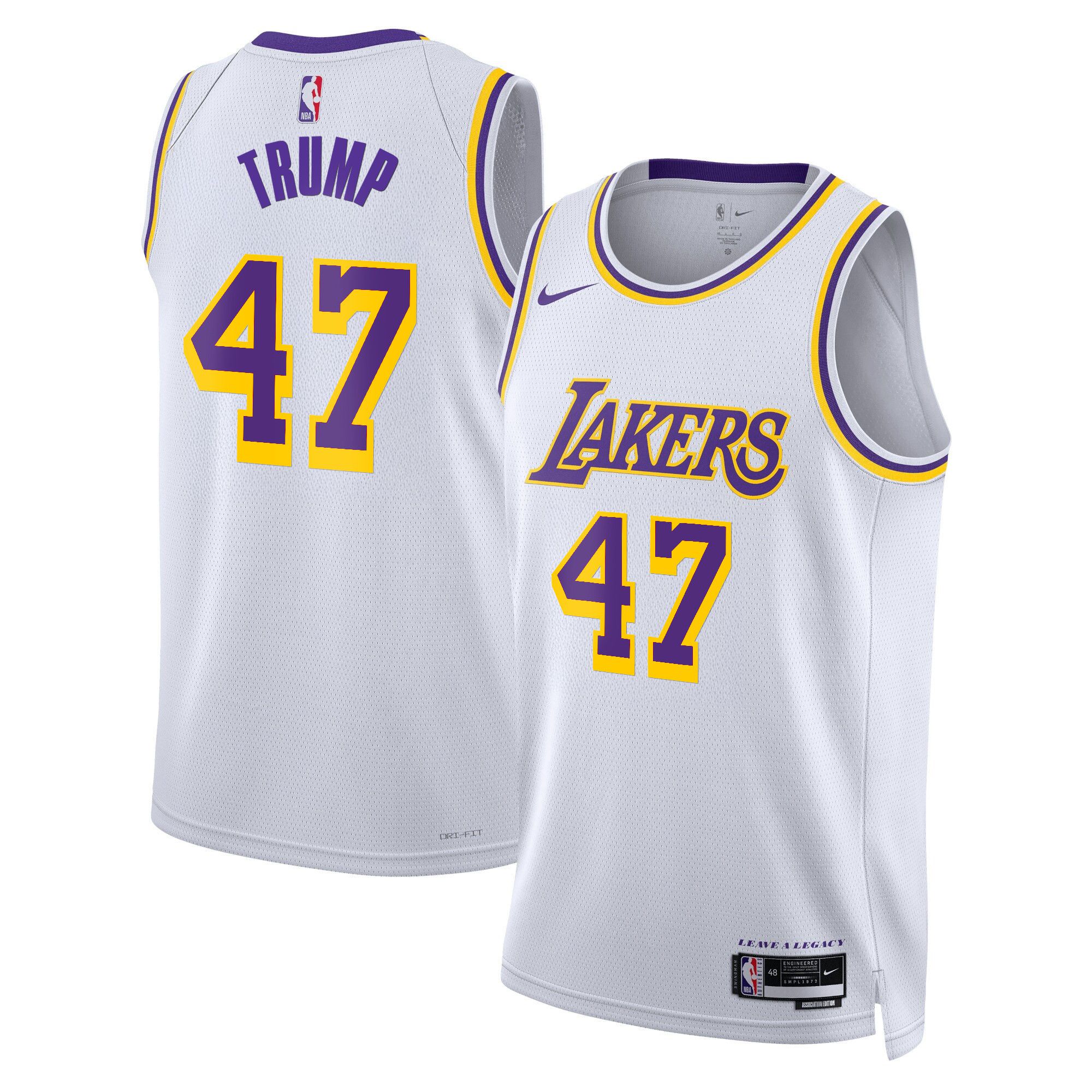 Men Los Angeles Lakers #47 Trump White 2025 Nike Swingman NBA Jersey->->NBA Jersey